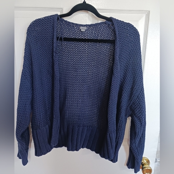 Aerie Blue open weave Cardigan oversized small coastal grandma - Picture 1 of 9
